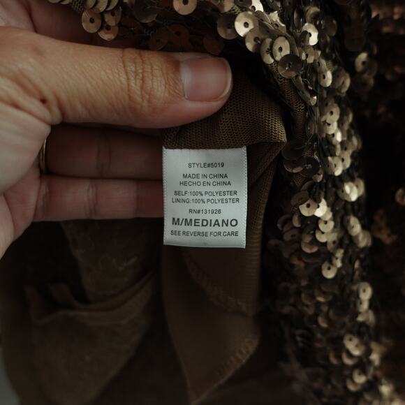 Amber Blue Gold Metallic Sequin Cocktail Party Bodycon Mini Dress Size Medium - Picture 4 of 9